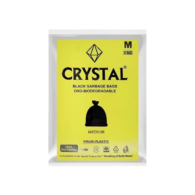 Crystal Oxo-Biodegradable Black Garbage Bags Medium 3x30 Bags