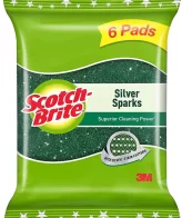 Scotch-Brite Silver Sparks Scrub 7 cm x 10 cm Pads Pack of 6